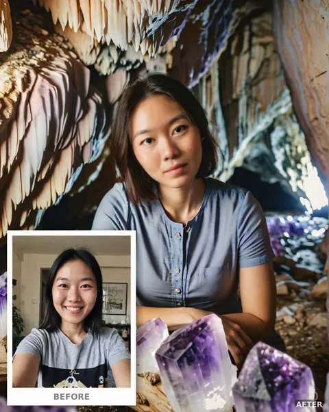 Custom Crystal Cave Portrait, Gemstone Fantasy Style, Digital Fine Art (4K Download)