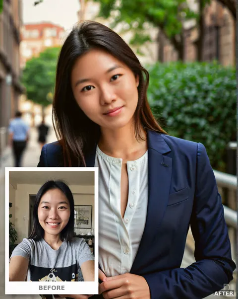 Custom Outdoor Headshot from Photo, Natural Daylight Urban Style, Professional Portrait (4K Download)