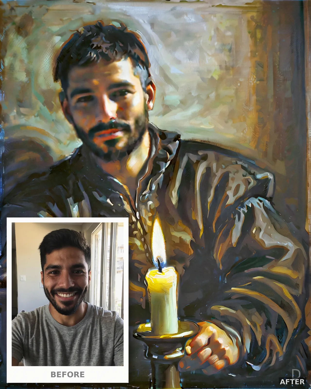 Custom Rembrandt Style Portrait from Photo, Baroque Oil Painting, Dramatic Candlelight (4K Download)