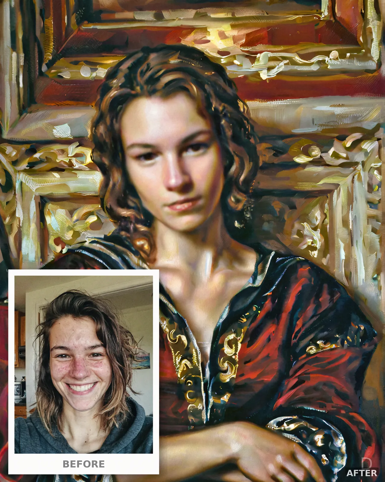 Custom Venetian Portrait from Photo, Titian Style Oil Painting, Golden Renaissance Elegance (4K Download)