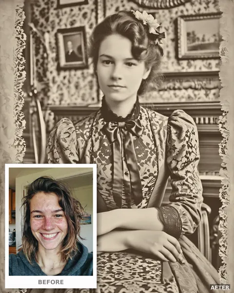 Custom Victorian Portrait from Photo, Sepia Antique Photograph Style (4K Digital Download)