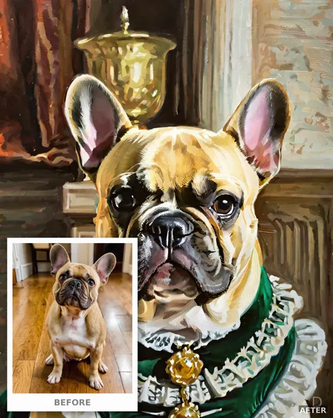 Custom French Bulldog Portrait from Photo, Royal Duke Pet Painting (4K Digital Download)