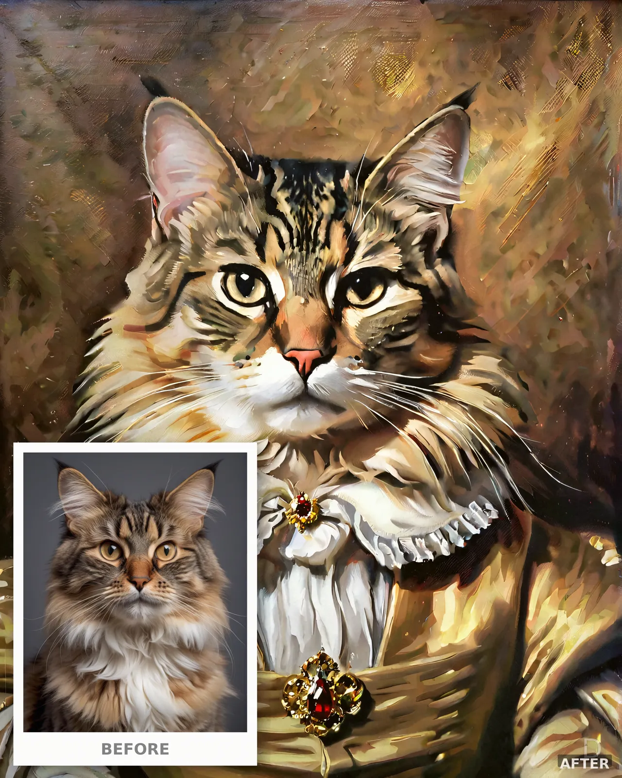 Custom Cat Portrait from Photo, Royal Noble Pet Oil Painting (4K Digital Download)