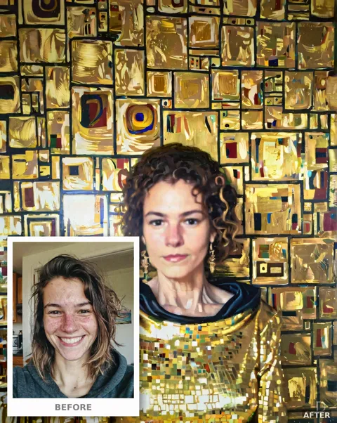 Custom Klimt Style Portrait from Photo, Golden Leaf Art Painting (4K Digital Download)