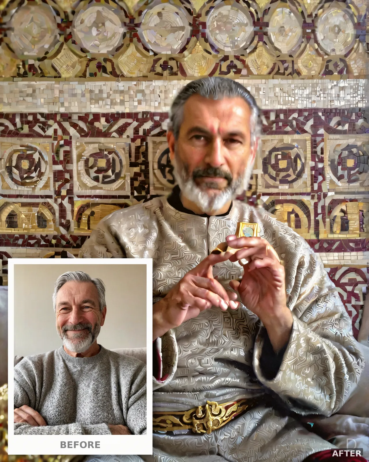 Custom Byzantine Portrait from Photo, Golden Mosaic Empress Art (4K Digital Download)