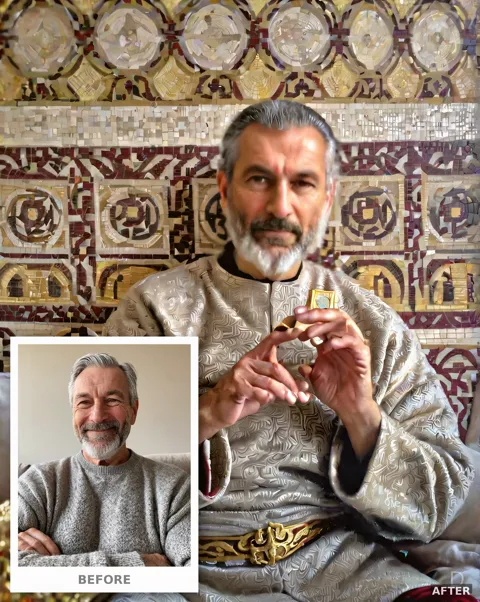 Custom Byzantine Portrait from Photo, Golden Mosaic Empress Art (4K Digital Download)