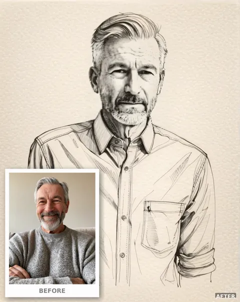Custom Watercolor Portrait from Photo, Pencil Sketch and Wash Art (4K Digital Download)